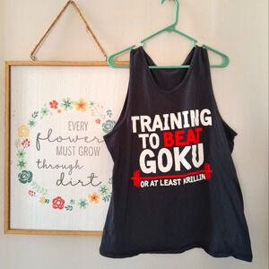 Red white black mens sleeveless shirt Training to Beat Goku no tag Size XL